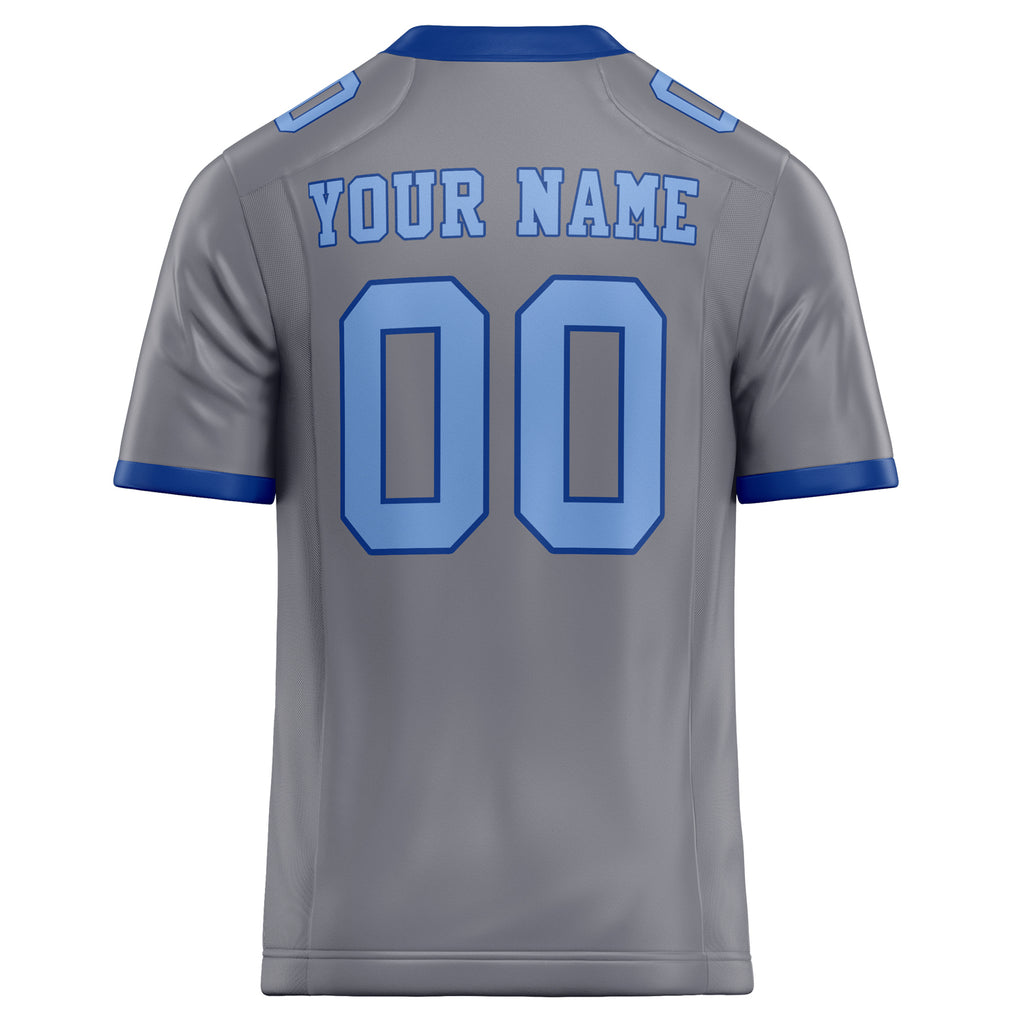 Personalized Gray & light blue Solid Colour Football Jersey