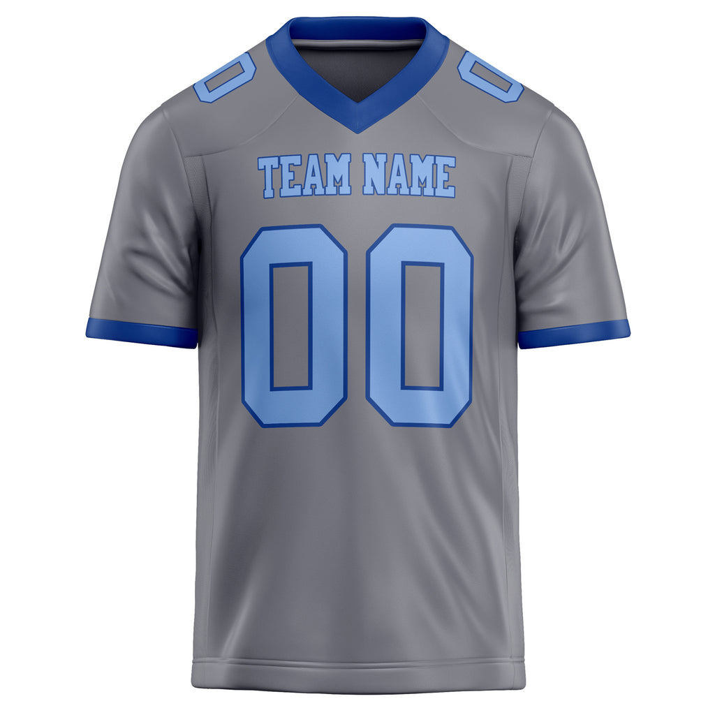 Personalized Gray & light blue Solid Colour Football Jersey