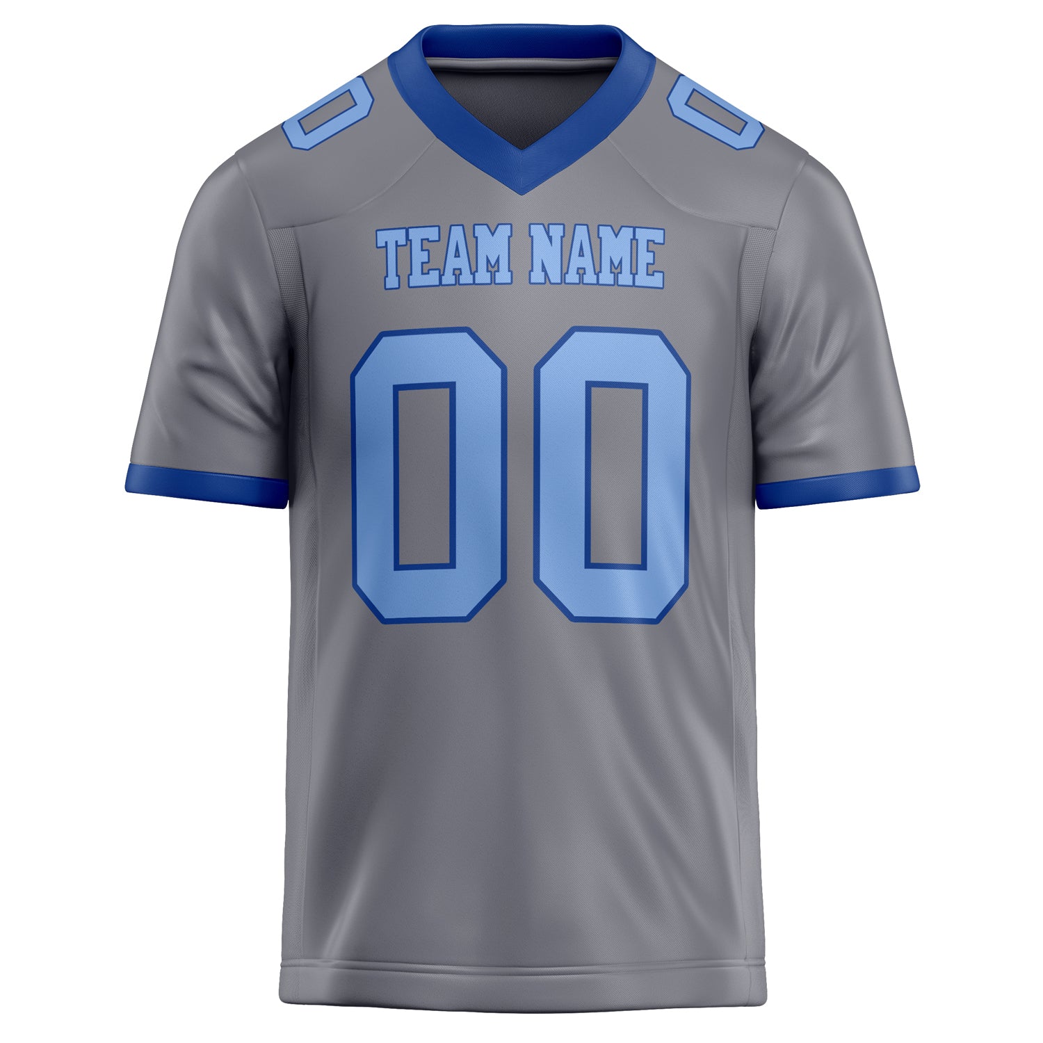 Personalized Gray & light blue Solid Colour Football Jersey