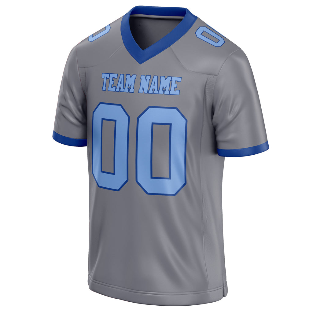 Personalized Gray & light blue Solid Colour Football Jersey