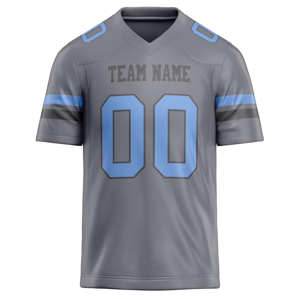 Personalized Gray & light blue Solid Colour Football Jersey