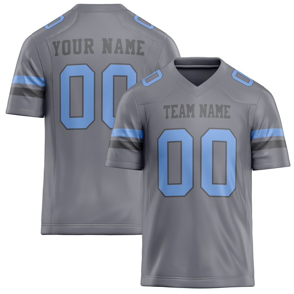 Personalized Gray light blue Solid Colour Football Jersey FT02240730GR172