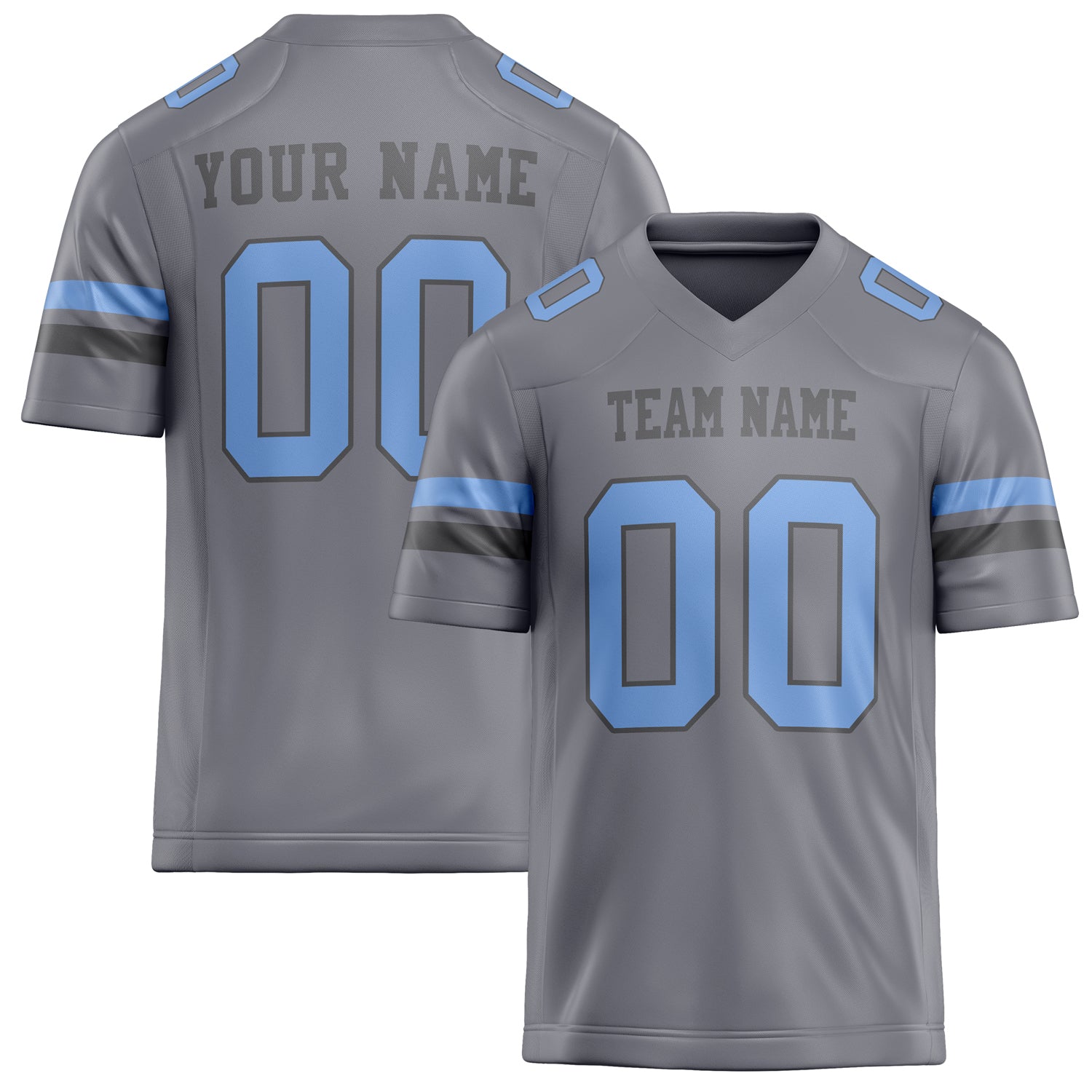 Personalized Gray light blue Solid Colour Football Jersey FT02240730GR172