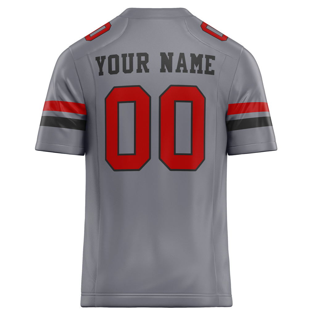 Personalized Gray & red Solid Colour Football Jersey