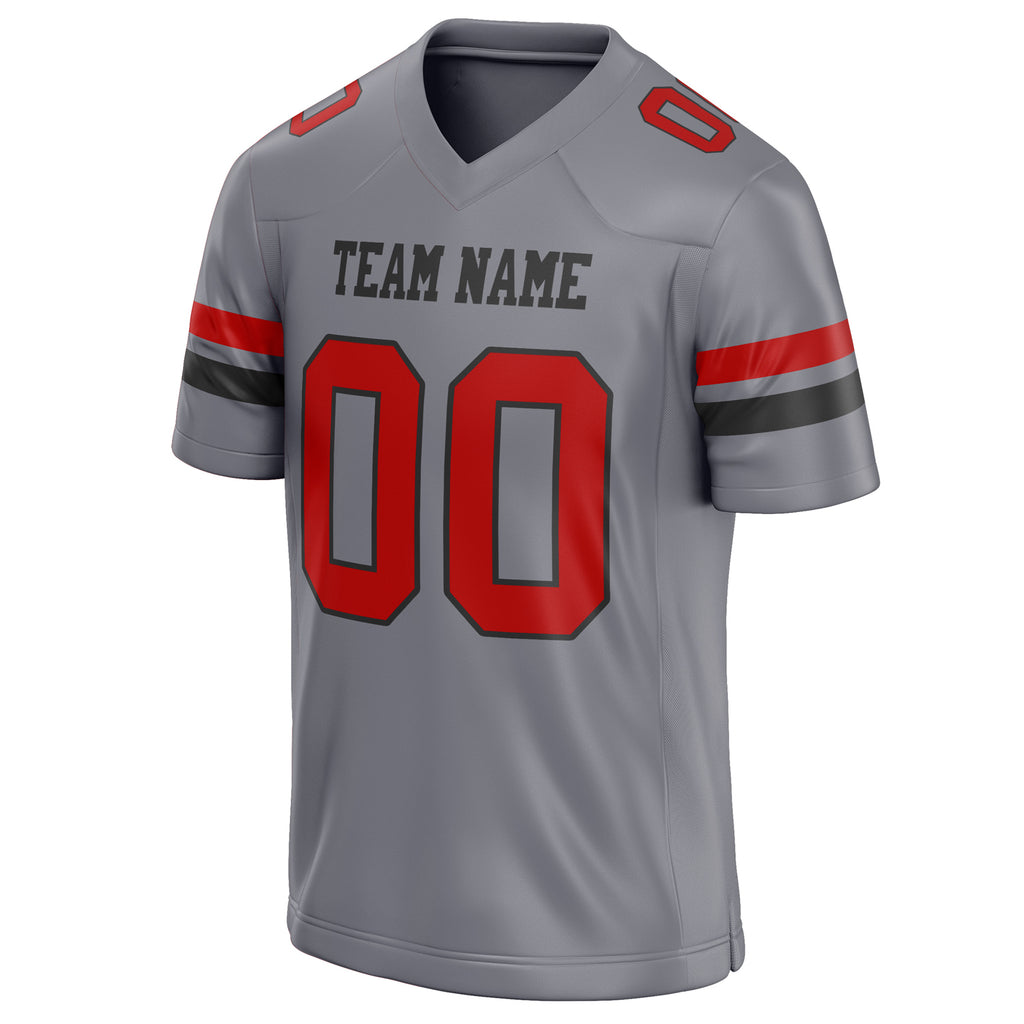 Personalized Gray & red Solid Colour Football Jersey