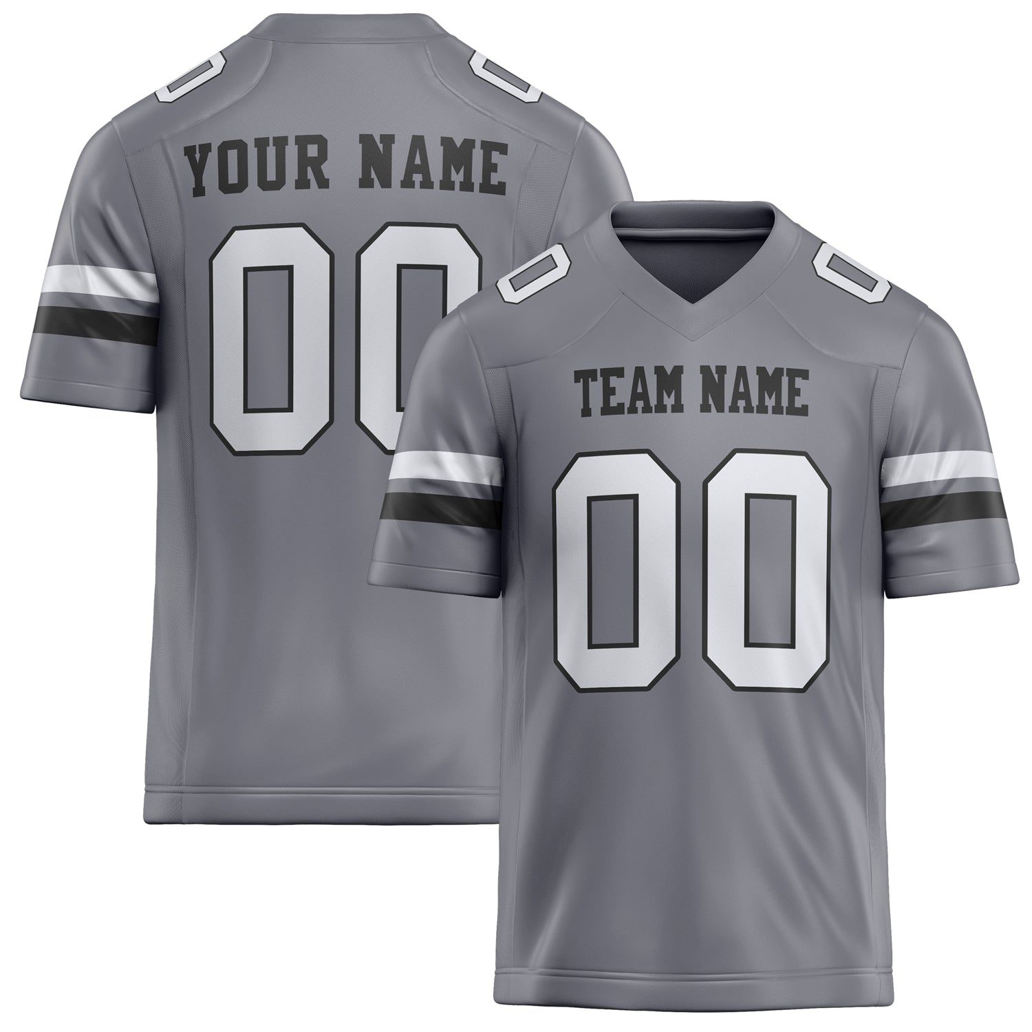 Personalized Gray White Solid Colour Football Jersey FT02240730GR174