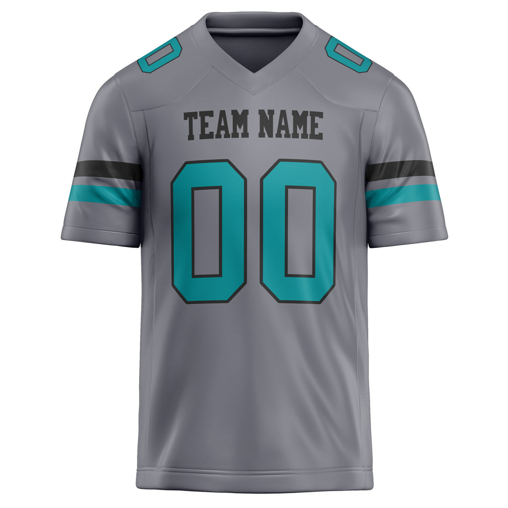 Personalized Gray & teal Solid Colour Football Jersey