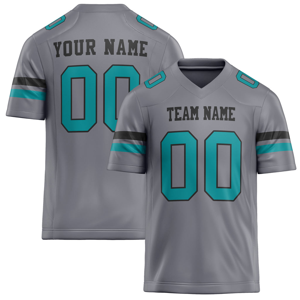 Personalized Gray teal Solid Colour Football Jersey FT02240730GR175