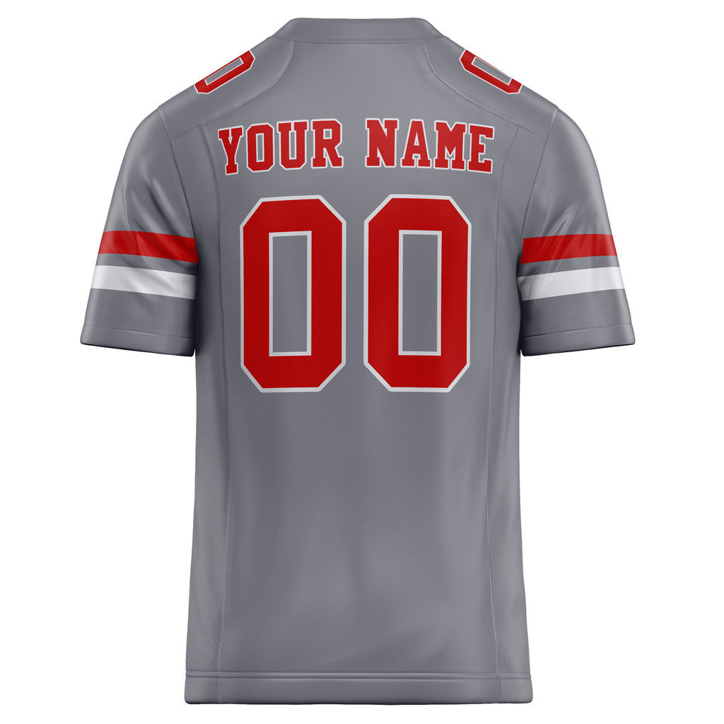 Personalized Gray & red Solid Colour Football Jersey