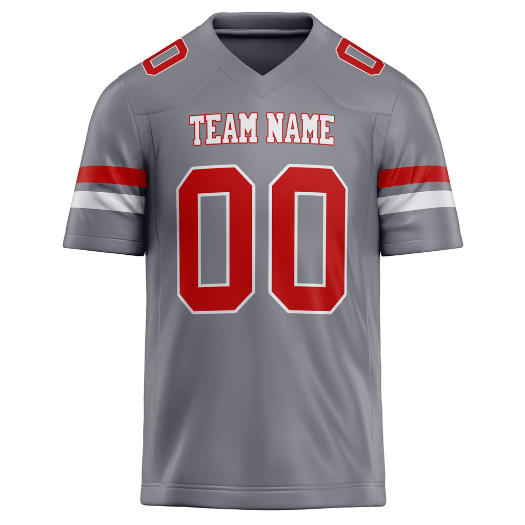 Personalized Gray & red Solid Colour Football Jersey
