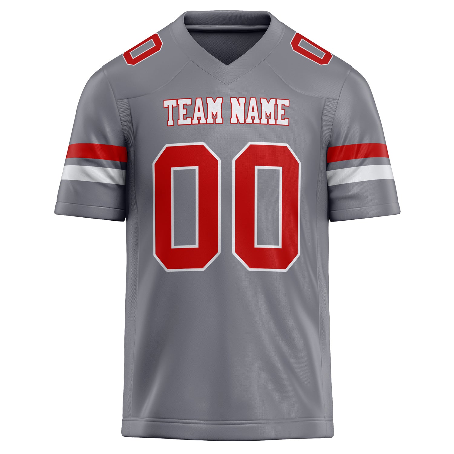Personalized Gray & red Solid Colour Football Jersey