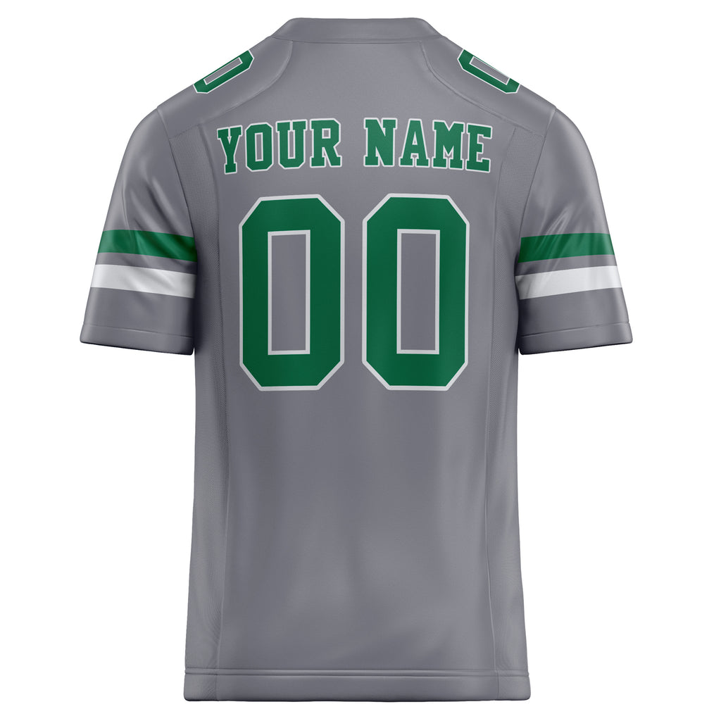 Personalized Gray & kelly green Solid Colour Football Jersey