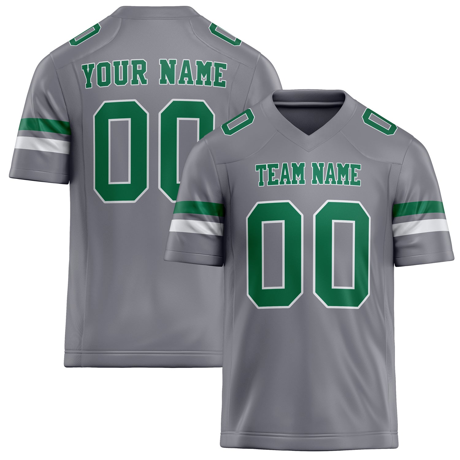Personalized Gray kelly green Solid Colour Football Jersey FT02240730GR177