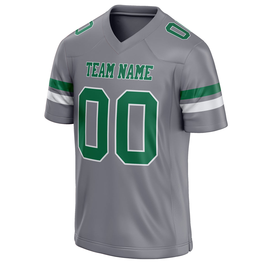 Personalized Gray & kelly green Solid Colour Football Jersey