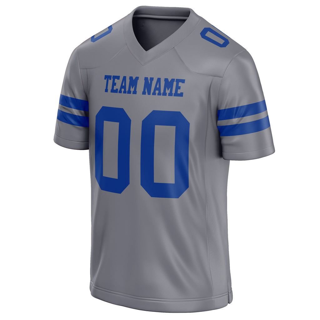 Personalized Gray & royal Solid Colour Football Jersey