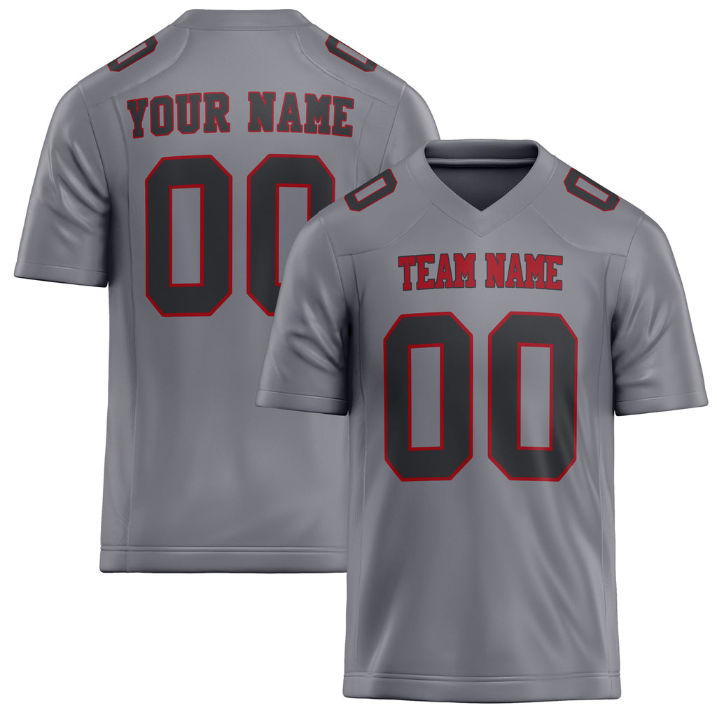 Personalized Gray Black Solid Colour Football Jersey FT02240730GR180