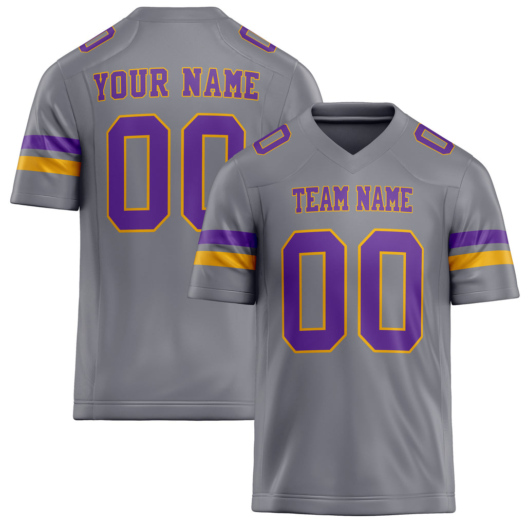 Personalized Gray Purple Solid Colour Football Jersey FT02240730GR181