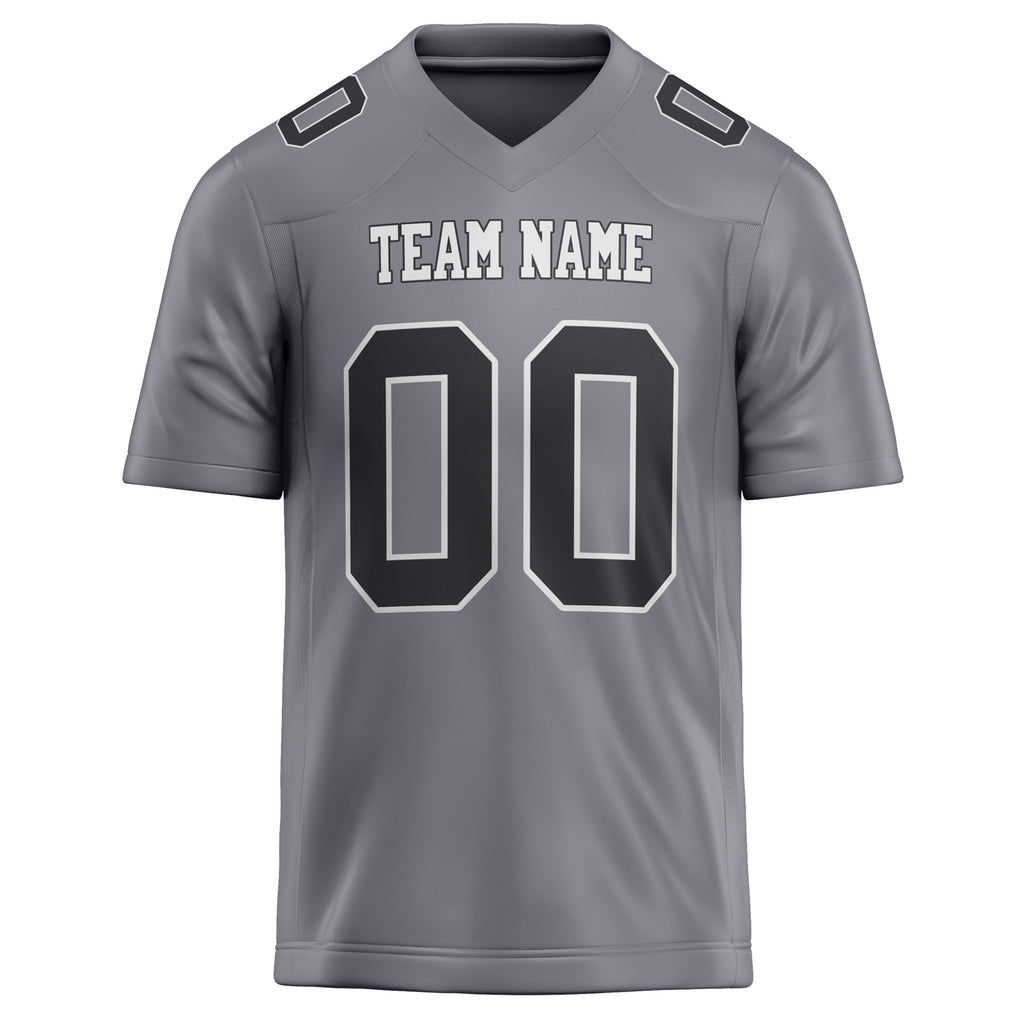 Personalized Gray & Black Solid Colour Football Jersey