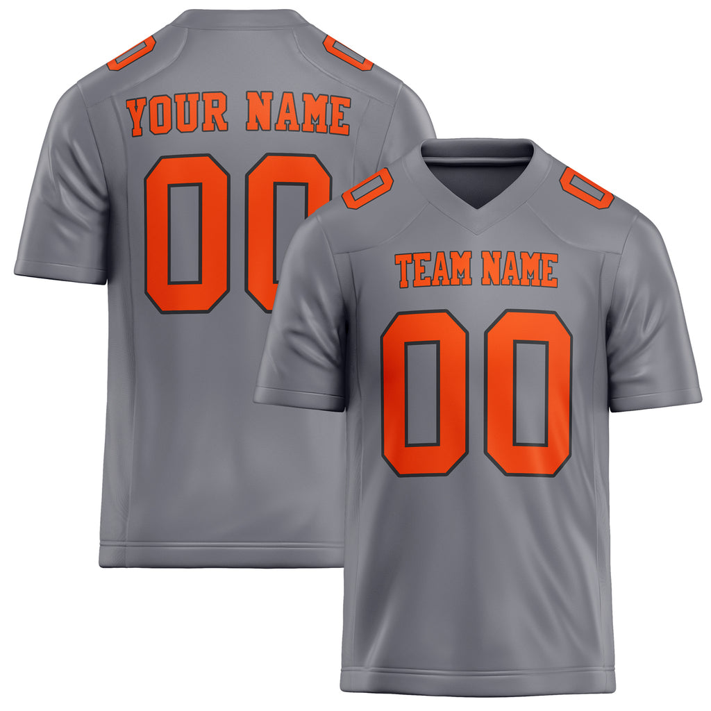 Personalized Gray orange Solid Colour Football Jersey FT02240730GR183
