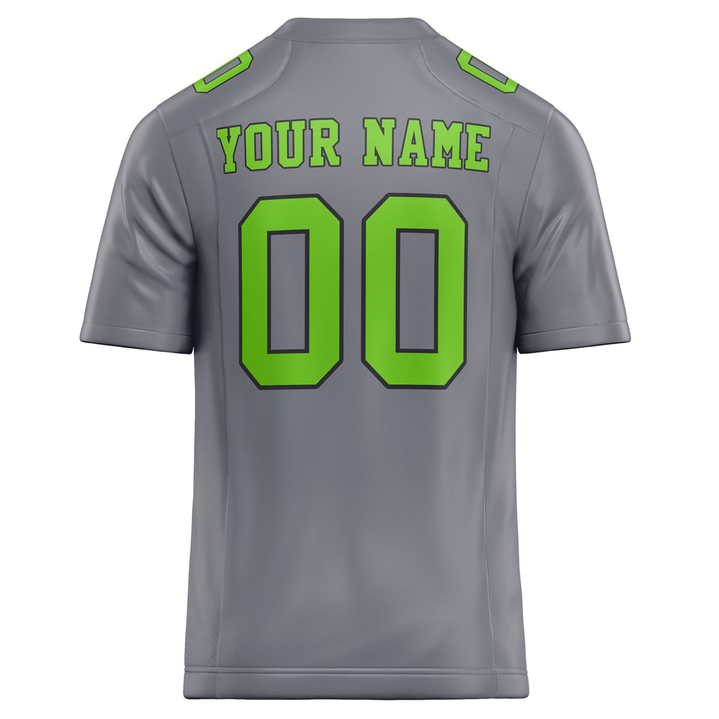 Personalized Gray & Neon Green Solid Colour Football Jersey