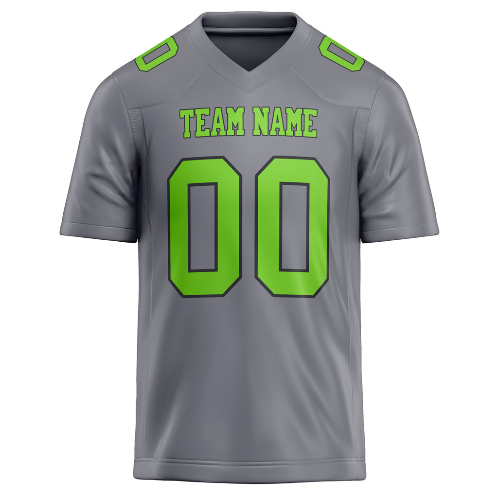 Personalized Gray & Neon Green Solid Colour Football Jersey