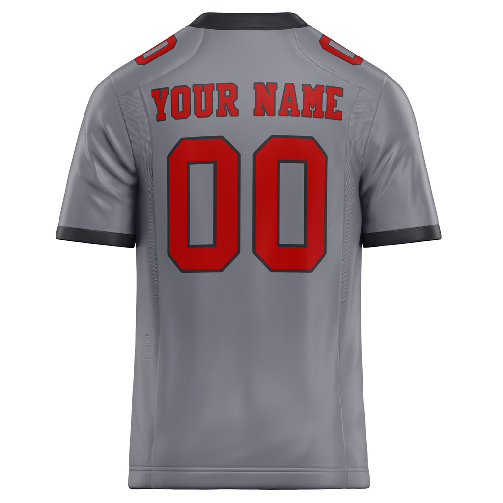 Personalized Gray & red Solid Colour Football Jersey