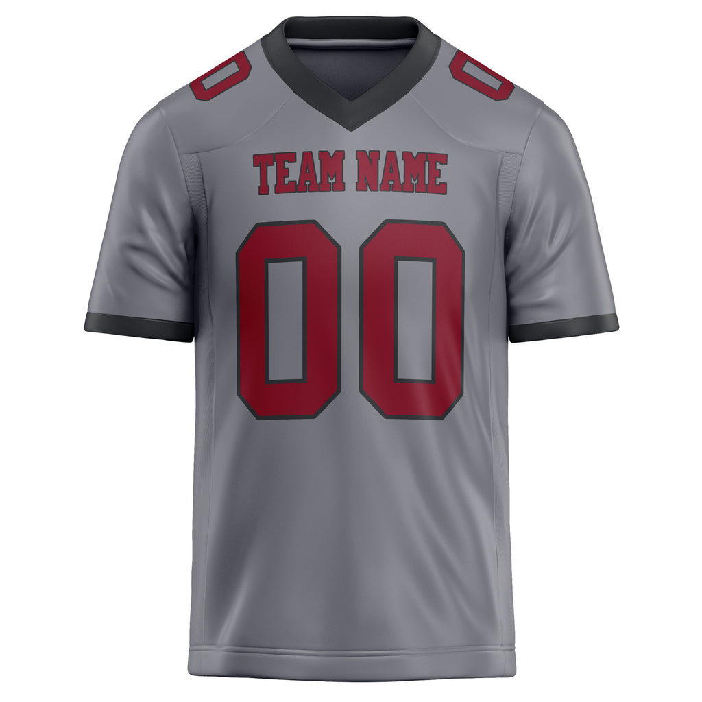 Personalized Gray & red Solid Colour Football Jersey