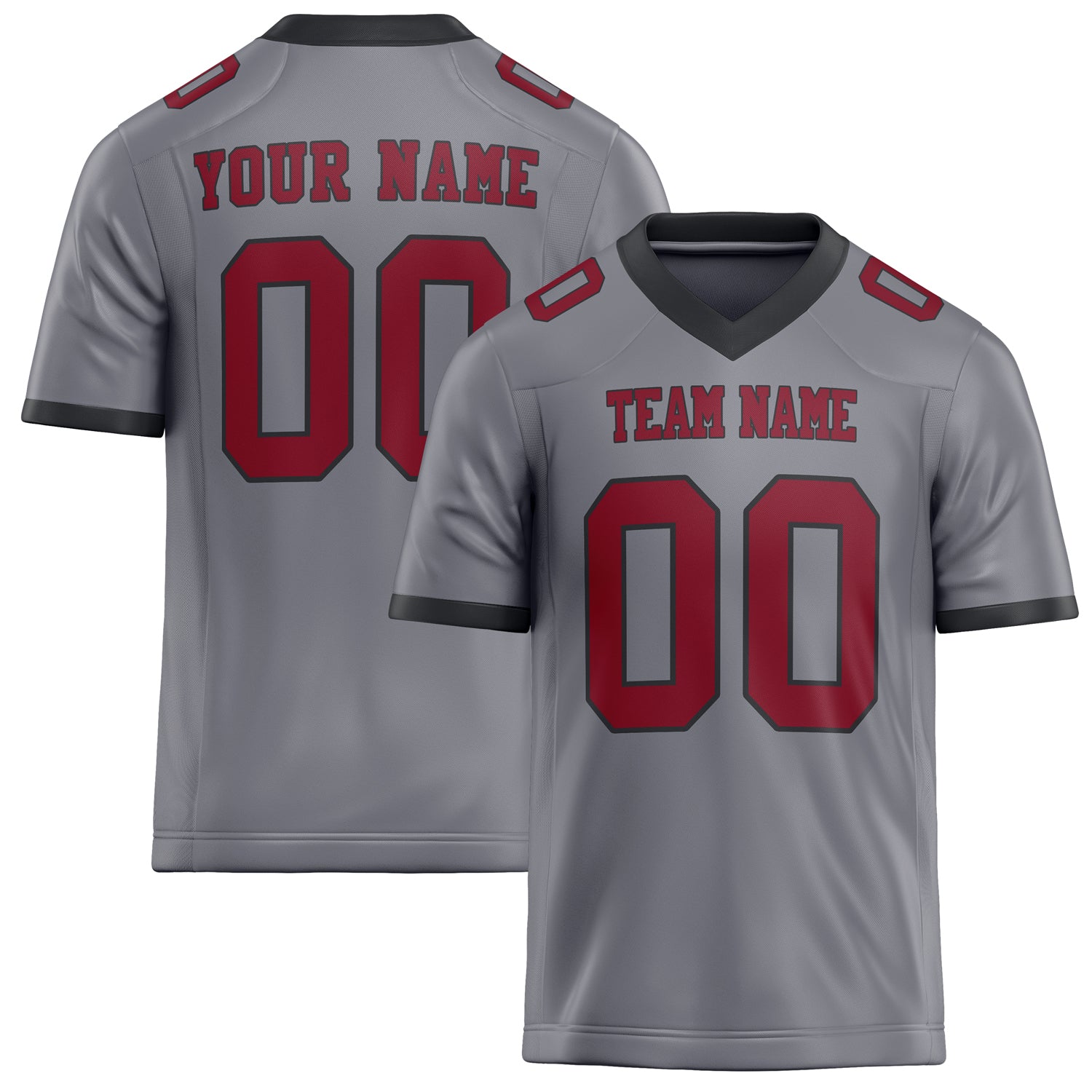Personalized Gray red Solid Colour Football Jersey FT02240730GR186