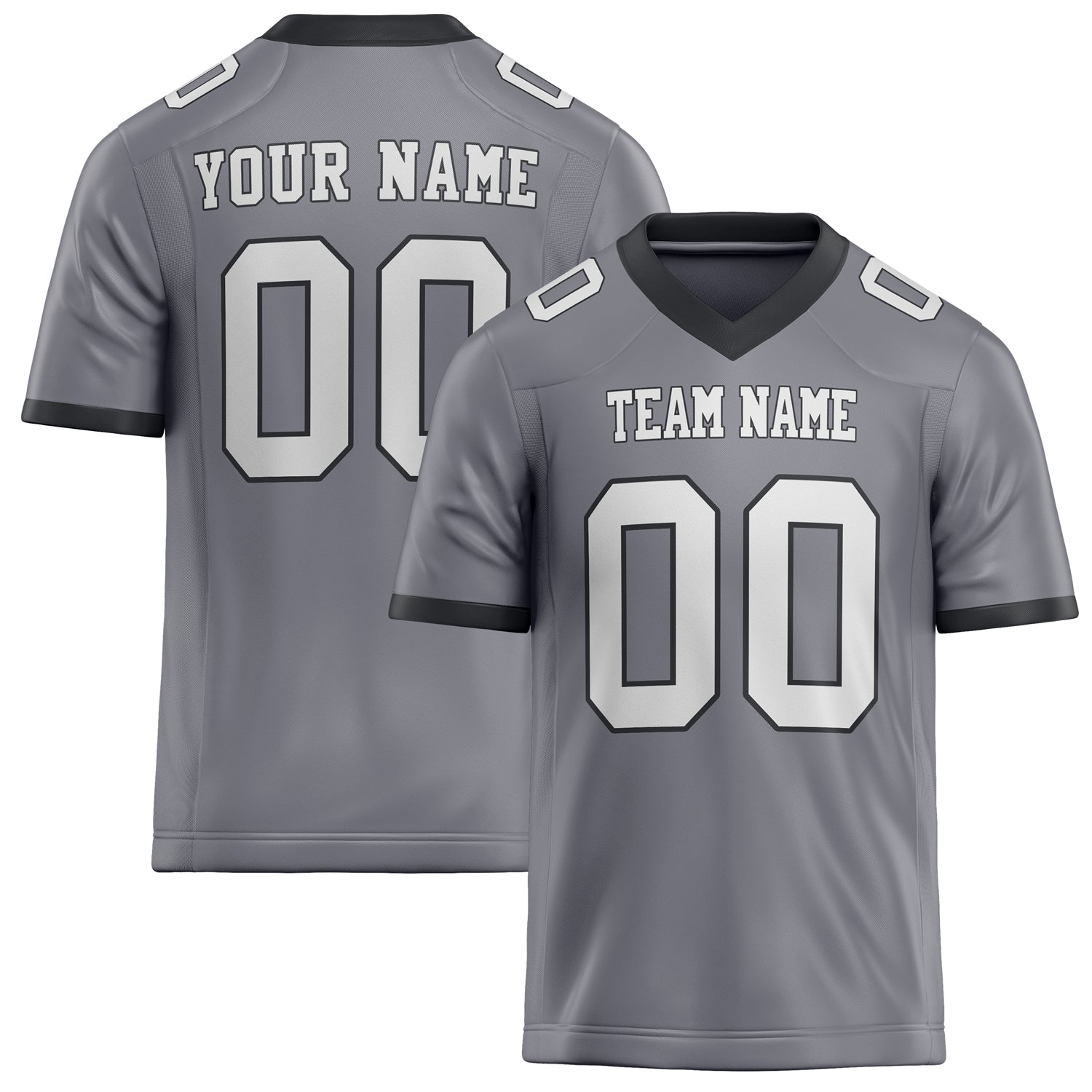 Personalized Gray White Solid Colour Football Jersey FT02240730GR187