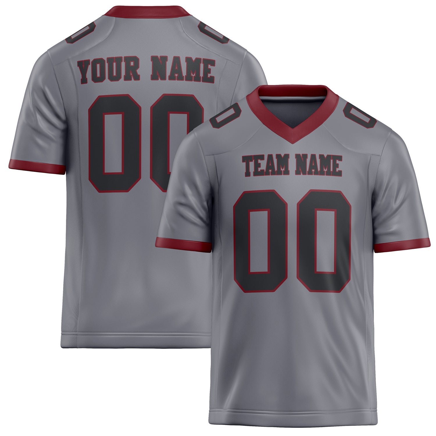 Personalized Gray Black Solid Colour Football Jersey FT02240730GR188