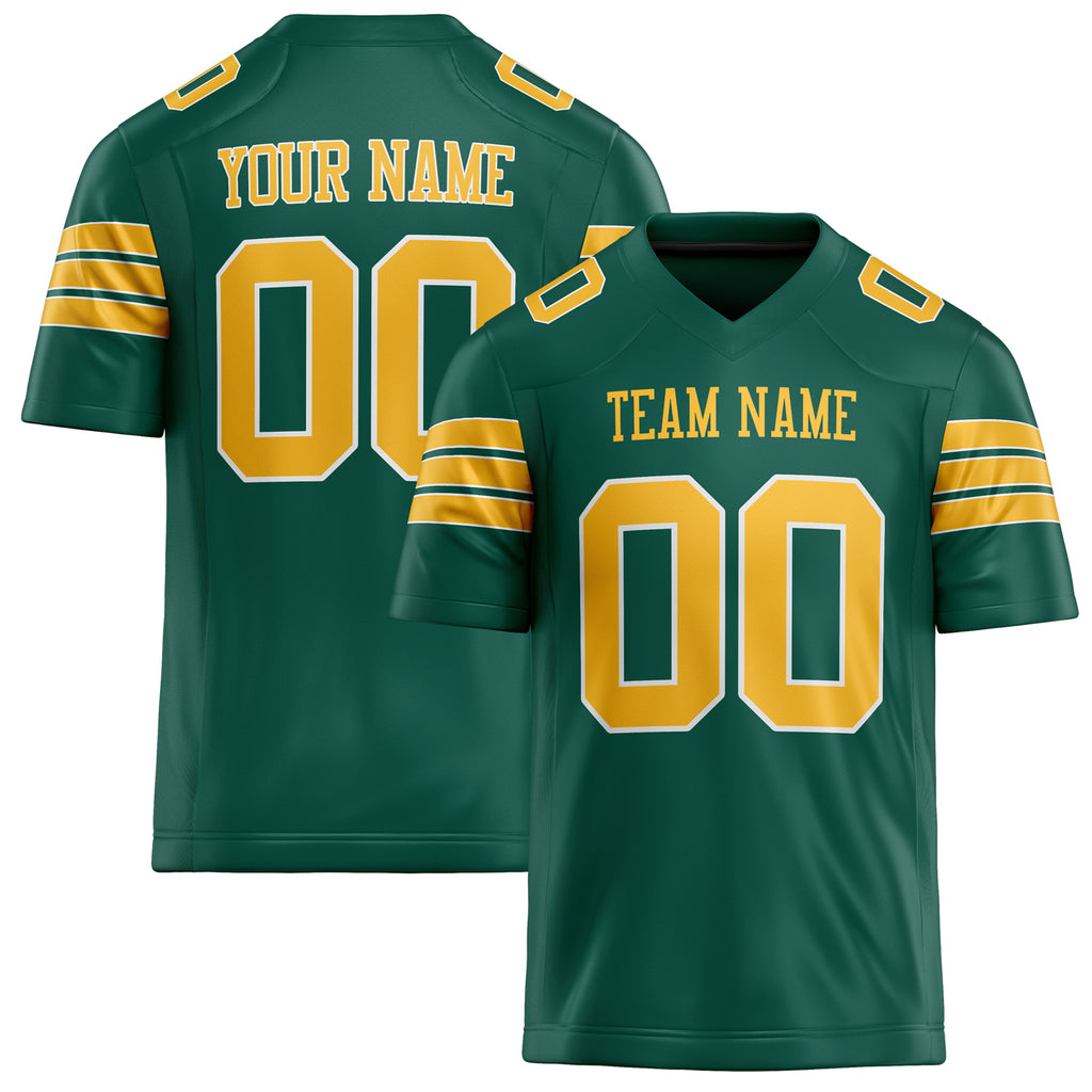 Personalized Kelly Green gold Solid Colour Football Jersey FT02240730GR198