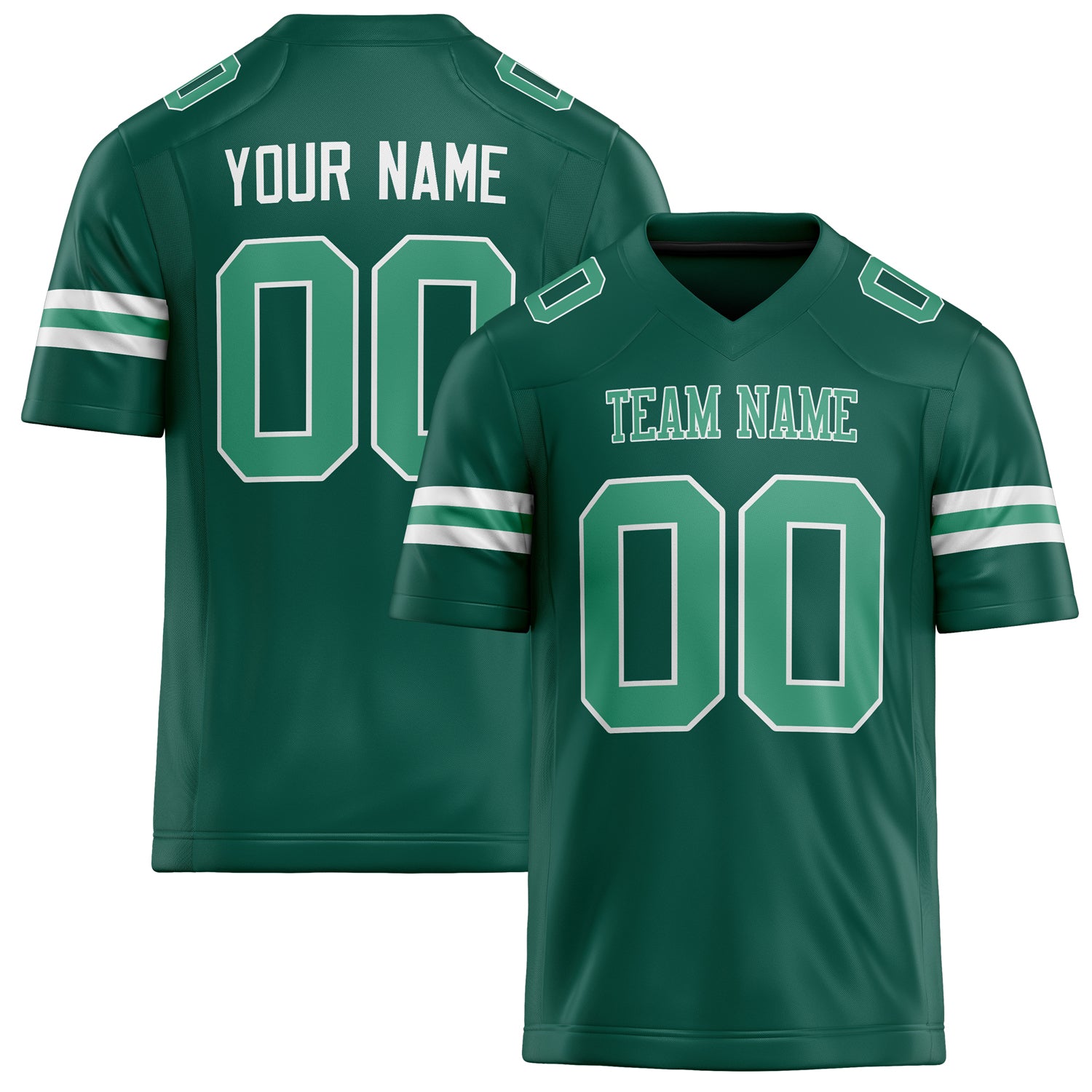 Personalized Kelly Green teal Solid Colour Football Jersey FT02240730GR201