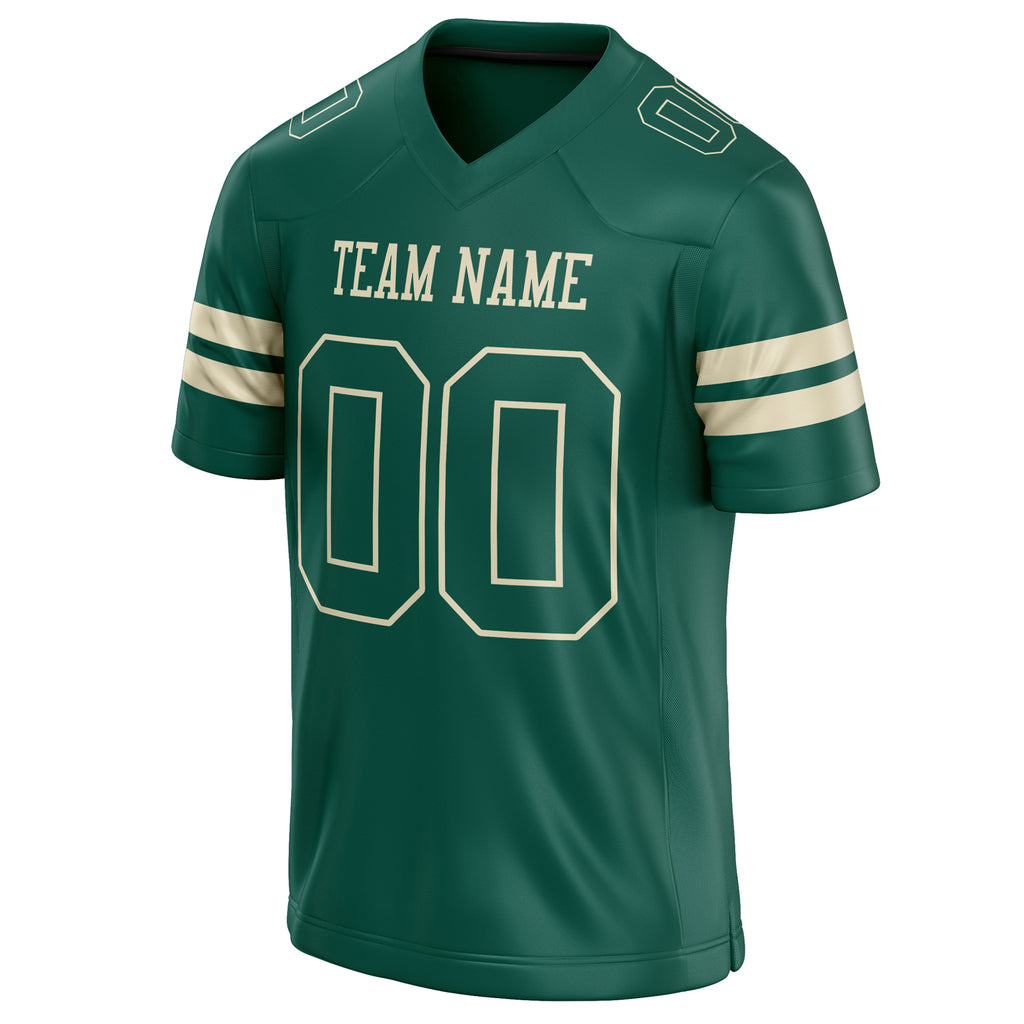 Personalized Kelly & Green cream Solid Colour Football Jersey