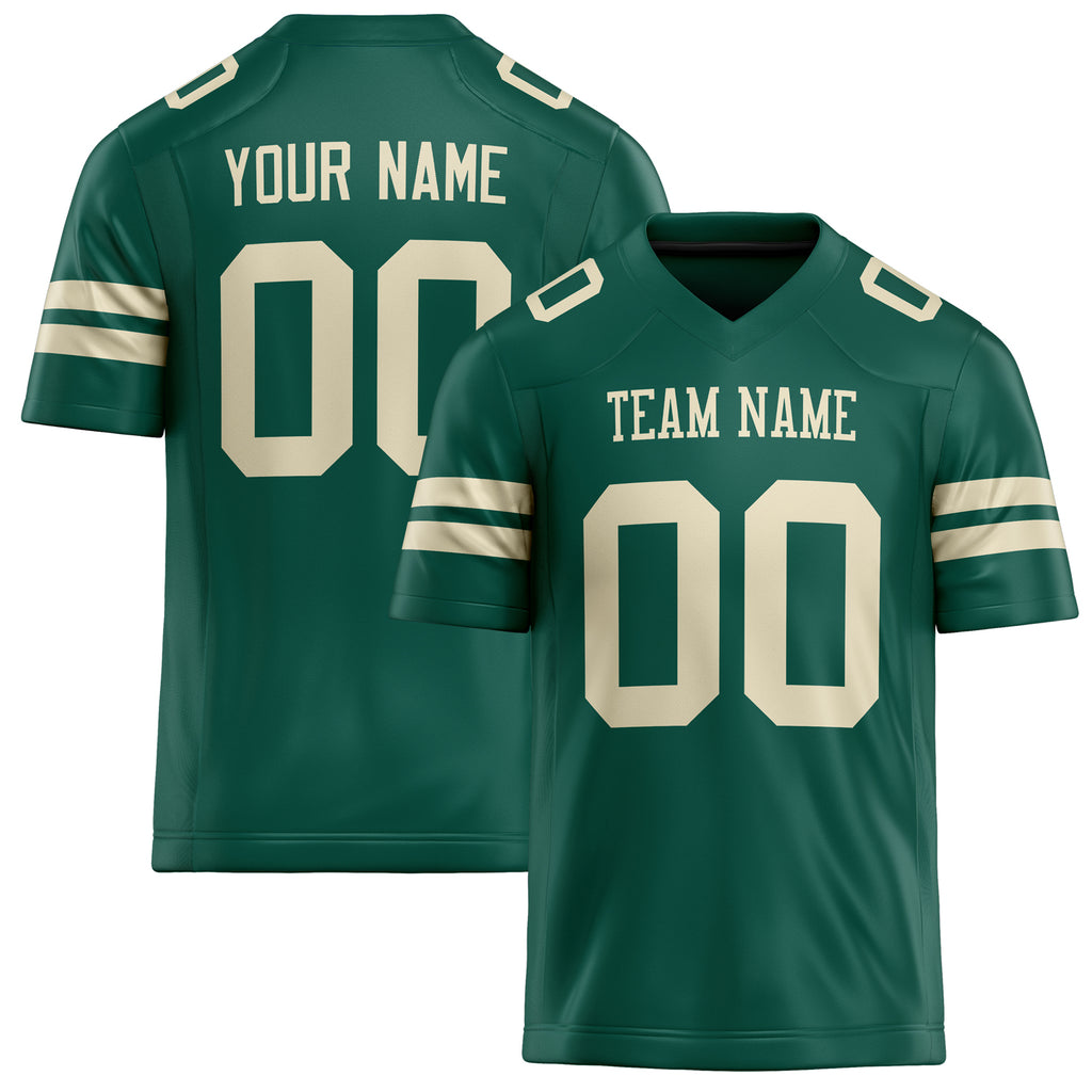 Personalized Kelly Green cream Solid Colour Football Jersey FT02240730GR208