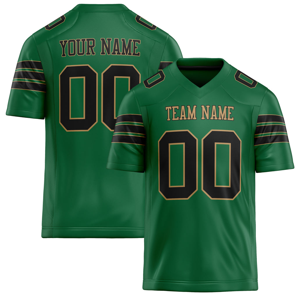 Personalized Kelly Green Black Solid Colour Football Jersey FT02240730KE210