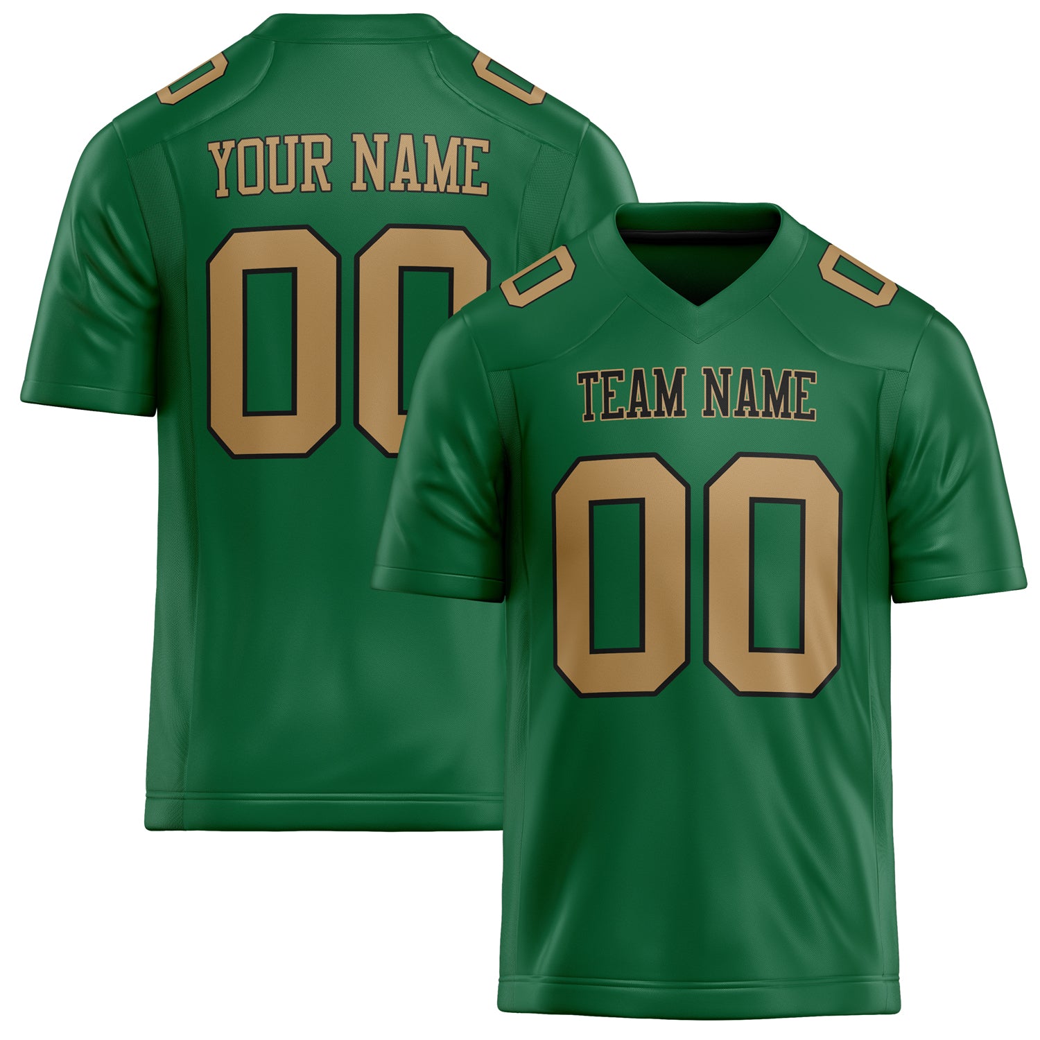 Personalized Kelly Green old gold Solid Colour Football Jersey FT02240730KE214