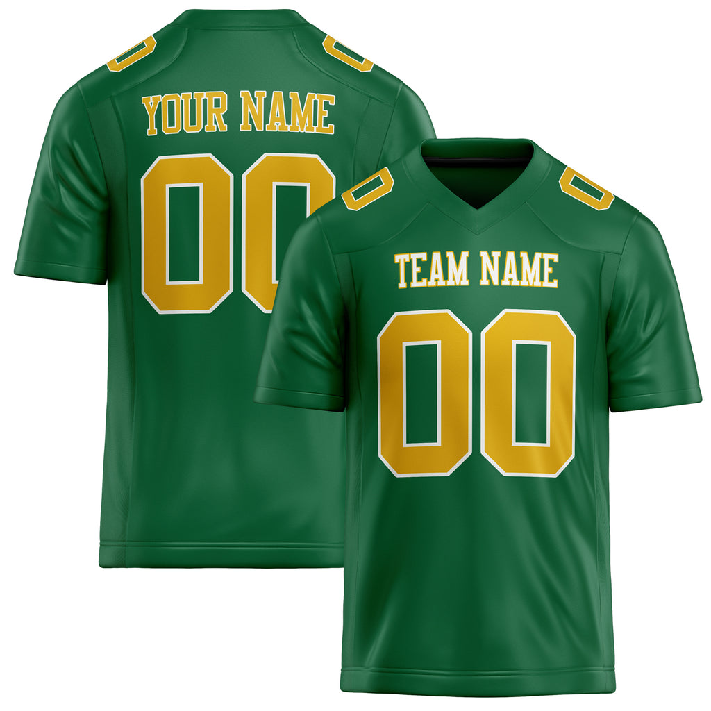 Personalized Kelly Green gold Solid Colour Football Jersey FT02240730KE219