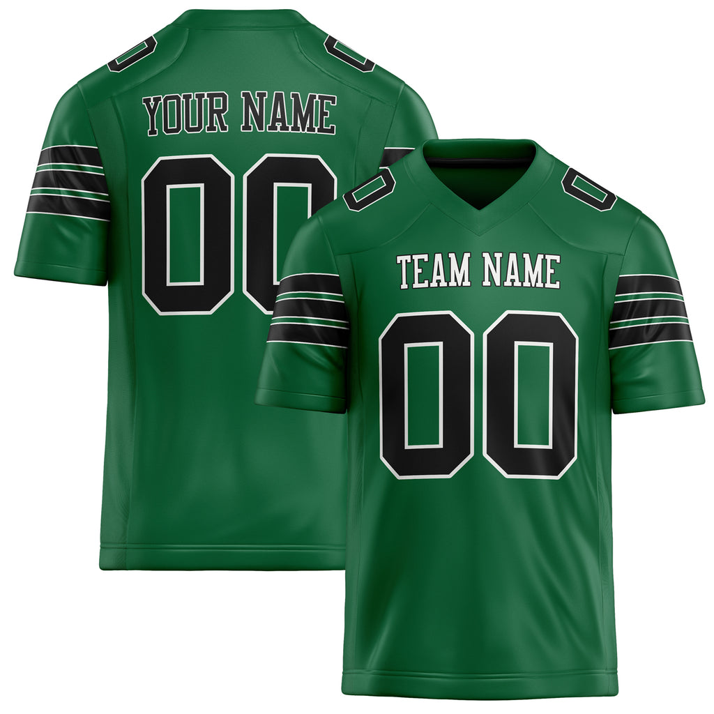 Personalized Kelly Green Black Solid Colour Football Jersey FT02240730KE226