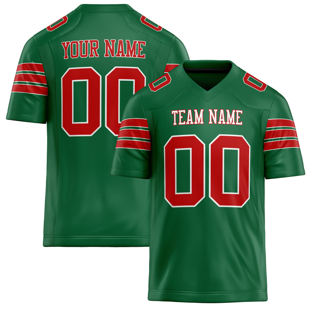 Personalized Kelly Green red Solid Colour Football Jersey FT02240730KE228