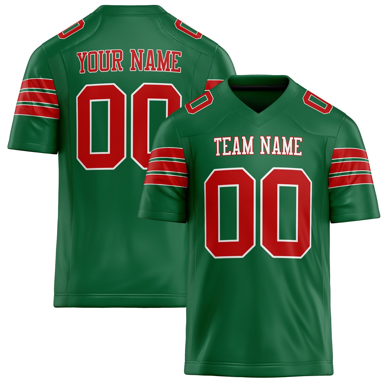 Personalized Kelly Green red Solid Colour Football Jersey FT02240730KE228