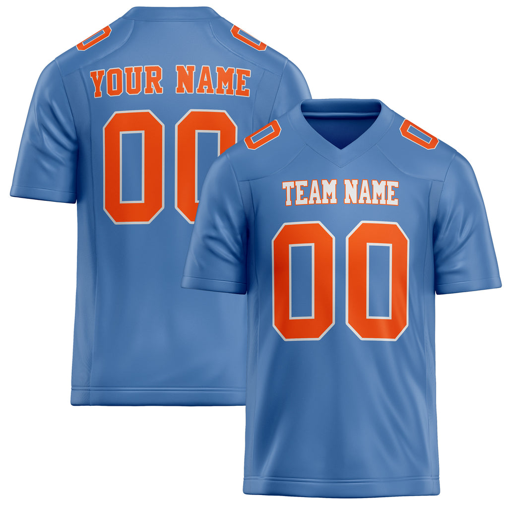 Personalized Light Blue orange Solid Colour Football Jersey FT02240730LI229