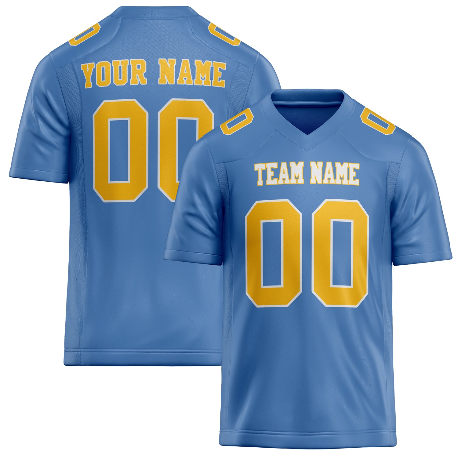 Personalized Light Blue gold Solid Colour Football Jersey FT02240730LI231