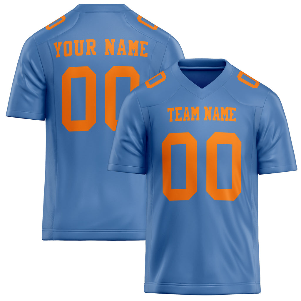 Personalized Light Blue orange Solid Colour Football Jersey FT02240730LI234