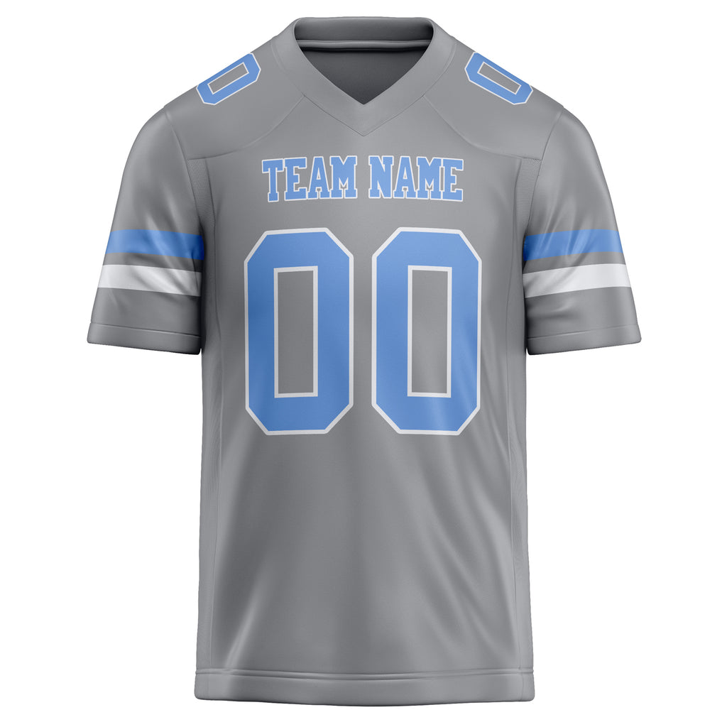 Personalized Light & Gray Light Blue Solid Colour Football Jersey