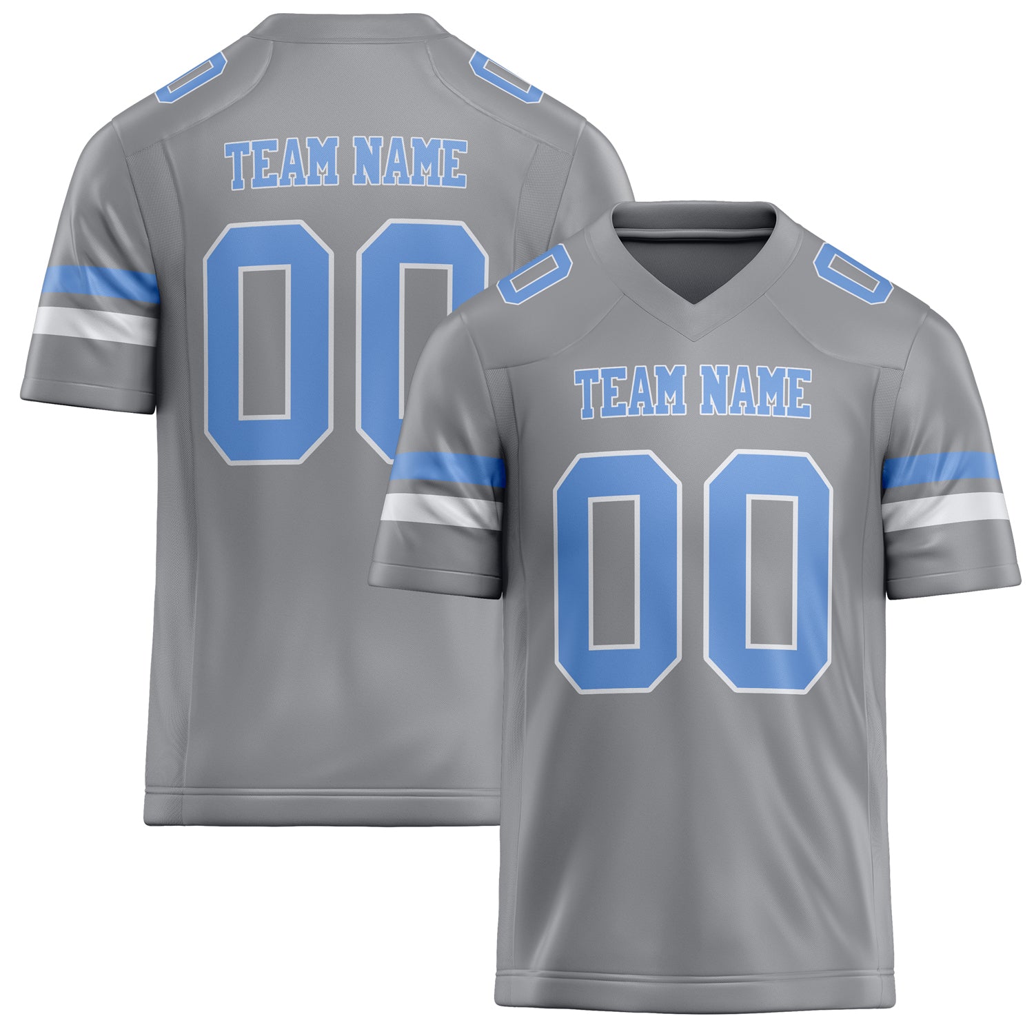 Personalized Light Gray Light Blue Solid Colour Football Jersey FT02240730LI236