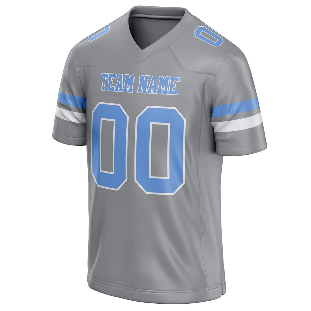Personalized Light & Gray Light Blue Solid Colour Football Jersey