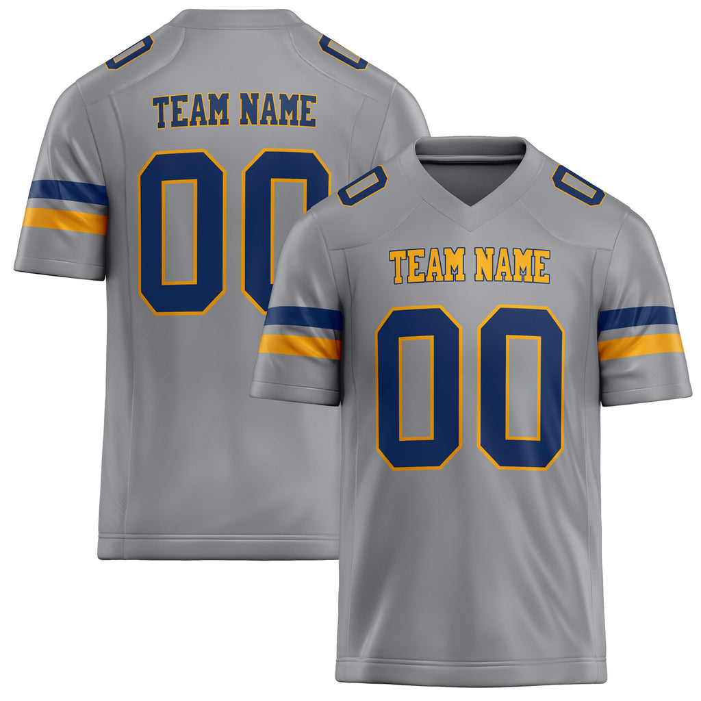 Personalized Light Gray navy Solid Colour Football Jersey FT02240730LI238