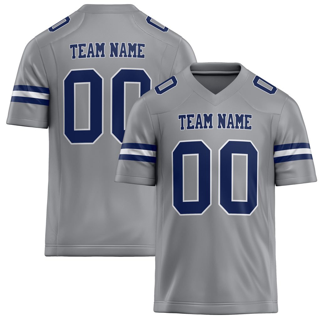 Personalized Light Gray navy Solid Colour Football Jersey FT02240730LI240