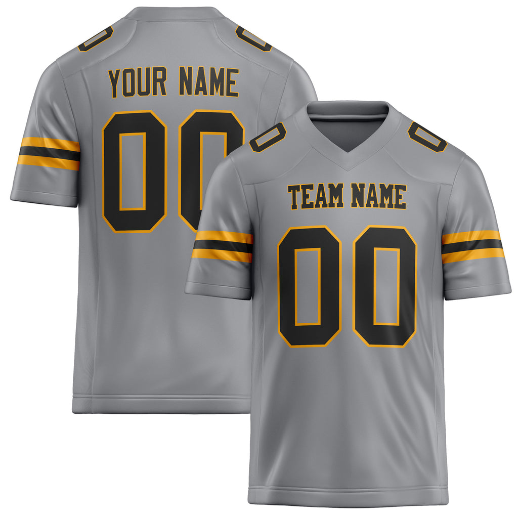 Personalized Light Gray Black Solid Colour Football Jersey FT02240730LI241