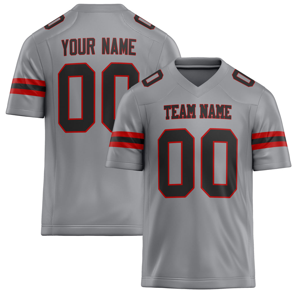 Personalized Light Gray Black Solid Colour Football Jersey FT02240730LI242